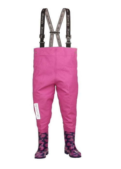 3Kamido Enfant Cuissardes de pêche - Enfants Waders Bottes de pêche - rose - motif coeur