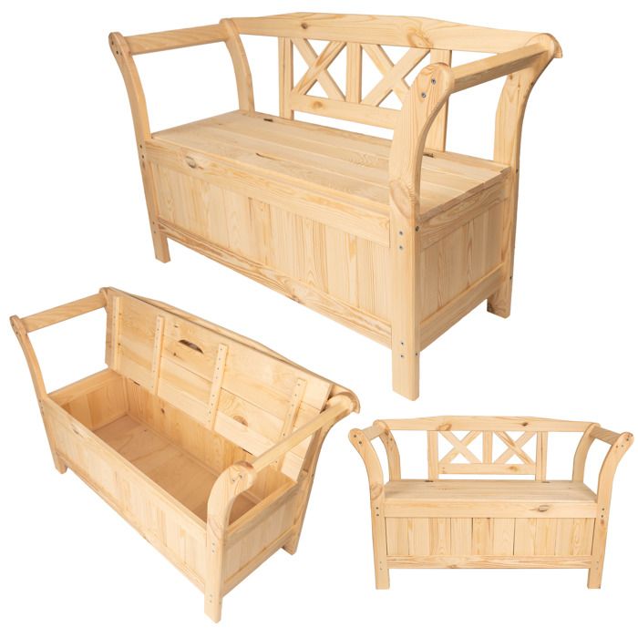 KADAX Banc de jardin avec coffre Lena brut