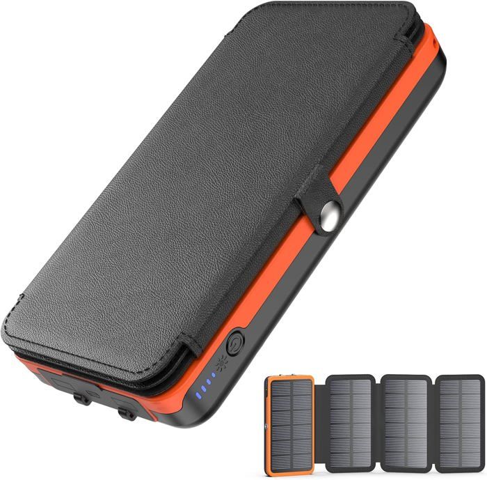 Batterie Externe Solaire BRENCIL 27000mAh - 22.5W Chargement Rapide - 4 Panneaux Solaires - USB-C