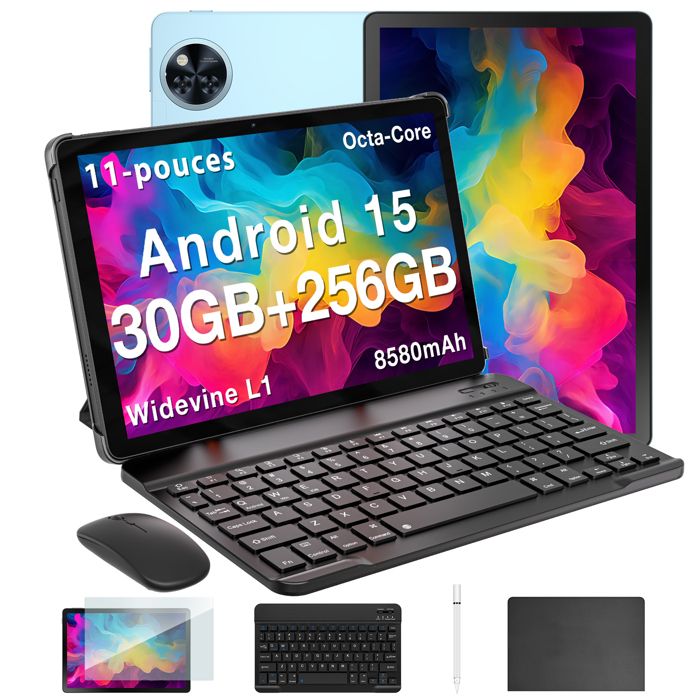 Tablette tactile 11 pouce DOOGEE U11 PRO Avec clavier 6+24 Go étendue + 256 Go  Android 15 – 8580mAh Widevine L1/WiFi6 PC – Bleu