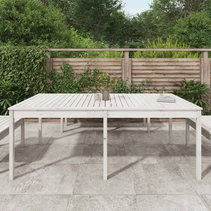 Table de jardin JILI avec Dessus de table robuste blanc 2035x100x76 cm bois massif de pin TT811