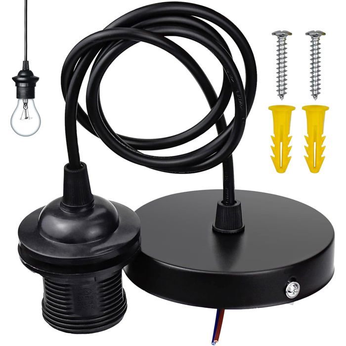 Suspension Cable Suspension Luminaire E27 Porte Lampe Suspendue Accessoires avec 1m Câble pour Bar Café Magasin de Vêtements