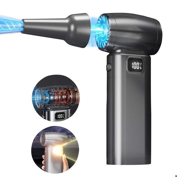 Mini Ventilateur Turbo Portable Haute Vitesse 6 en 1 90 000 tr/min USB-C pulvérisateur dair comprimé 6000 mAh avec lumière LED - Kotezu