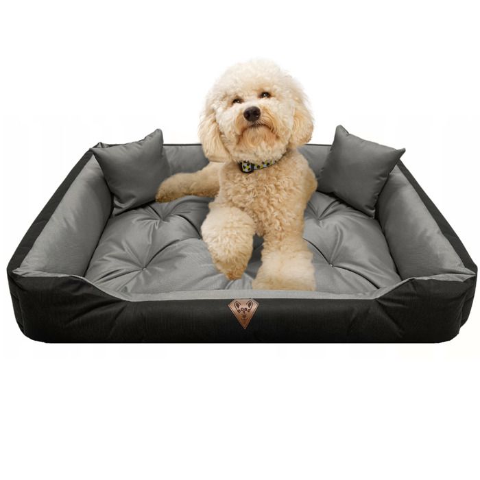 Comparer les prix de Lit Pour Chien EDANTI Imperméables Avec Coussins 100x75 Gris