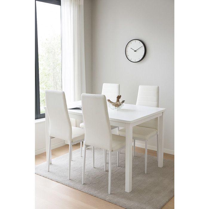 Ensemble de 4 chaises pour cuisine / salon blanches en cuir écologique