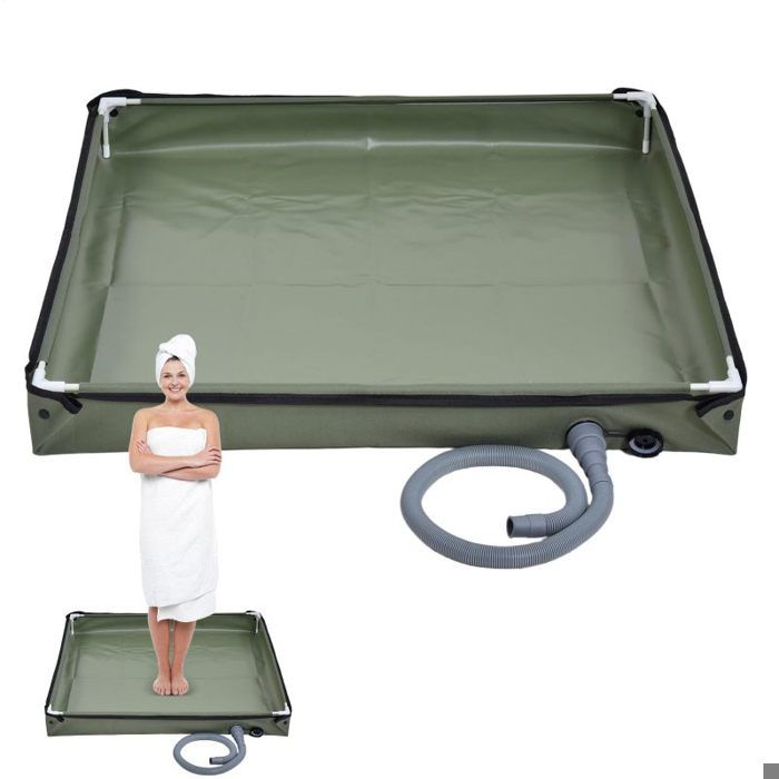 Base De Douche Pliable pour Camping Bac De Douche Portable avec Tuyau De Drainage Accessoires De Camping pour Plage Extérieur