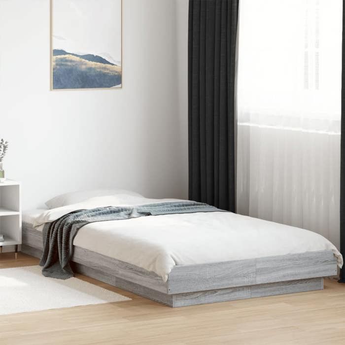 Lit simple Adulte Cadre de lit - SOLOMON - sonoma gris 100x200 cm JILLS 67809
