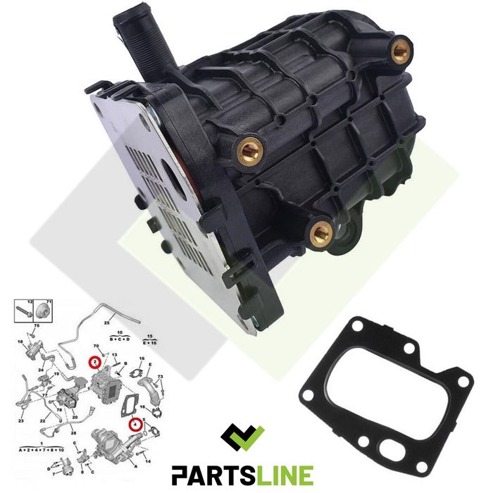 Radiateur de vanne EGR avec joint pour moteurs 2.0 HDi / BlueHDi / TDCi - 9801705280 9807593080 9821395680 DS7Q9D475DB 1861749