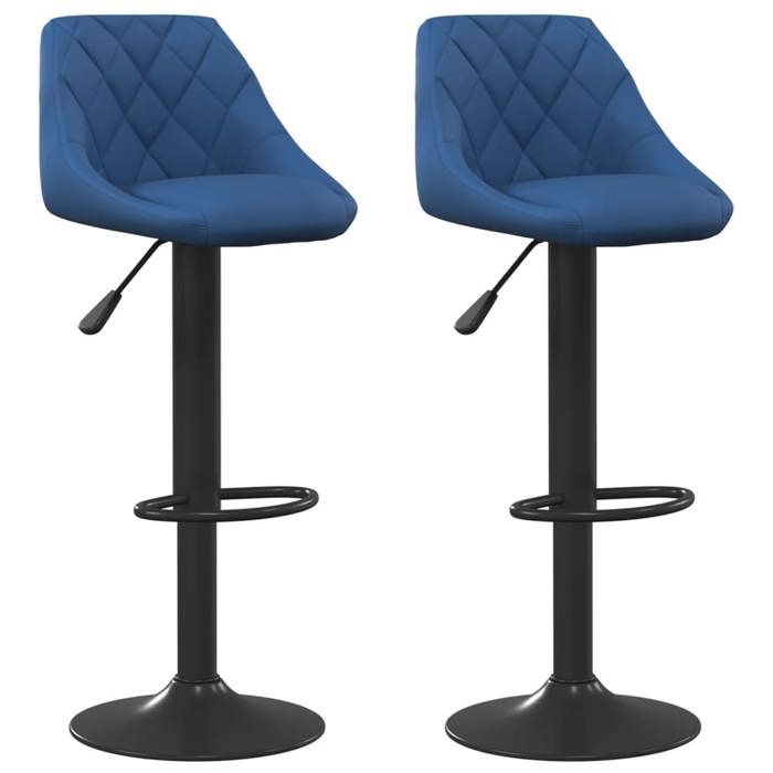 Autumn sale Tabourets de bar (Set de 2) bleu velours - confort optimal - Contemporain - 46x44x103 cm
