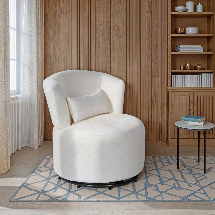 Fauteuil pivotant de salon ARNO Blanc Fauteuil pivotant de salon ARNO Blanc