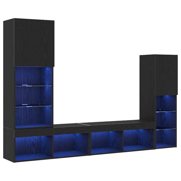 Réduction - Set/Ensemble/Unités murales TV - RUIGOU - 4 pcs Chêne noir 40.5 x 30 x 102 cm - bois dingénierie @FR238664