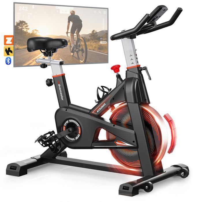 Vélo dappartement - ADVAMSOLER - Roue 13Kg - Connectivité App - Résistance réglable - Ecran LCD - Silencieux