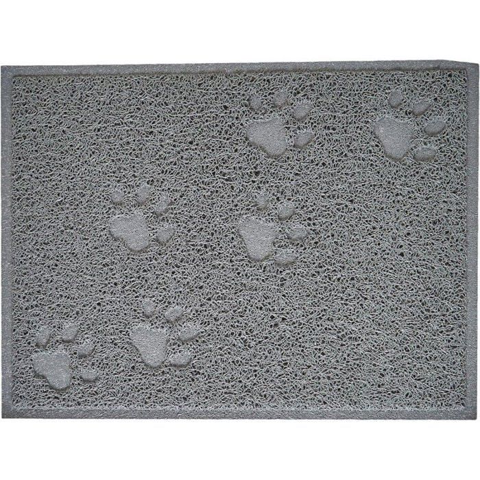 Tapis de litière en PVC à motifs pattes - Gris - L 40 x l 30 cm - Livraison gratuite Label