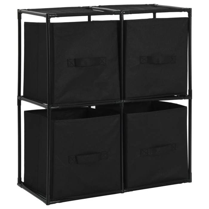 Noir Armoire de rangement CLARENCE Buffet/Armoire latérale avec 4 paniers tissu Noir 63x30x71cm Acier LV2124