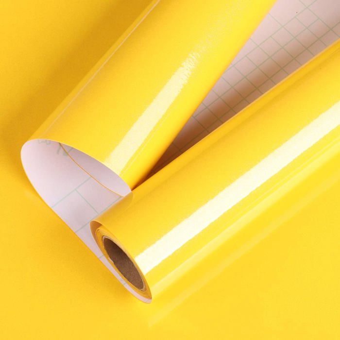 Film Adhésif Jaune Autocollant pour Meubles Armoires Chambre Enfant Rebord de Fenêtre Imperméable Papier Adhesif pour Meuble