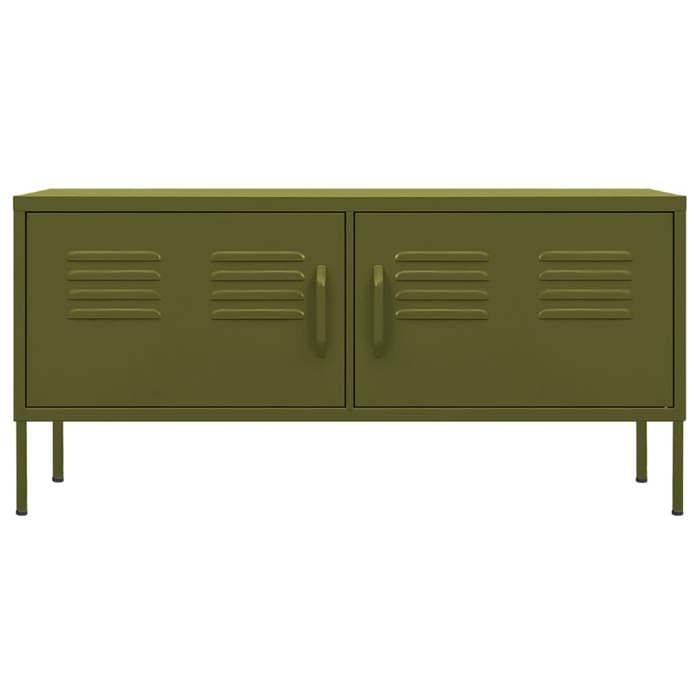ABBO-SALE*Cabinet TV - Armoire de téléviseur - Vert olive 105 x 35 x 50cm Acier SOL261690