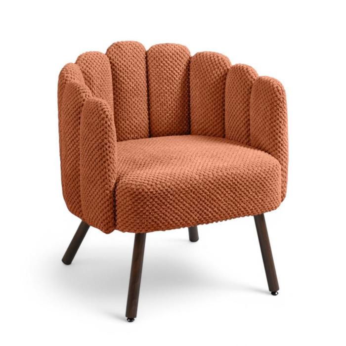 Fauteuil BILACHA Terracotta - assise Tissu pieds Metal Noir Fauteuil BILACHA Terracotta - assise Tissu pieds Metal Noir