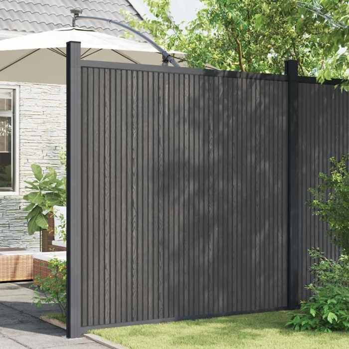 Panneau de clôture en WPC - vidaXL - 173x186 cm - Gris - Résistant aux intempéries - Composite bois-plastique