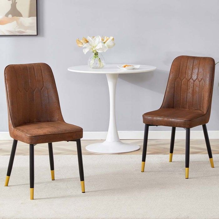 Chaises - Lot de 2 - Revêtement PU simili cuir - Pieds métal antirouille - Dossier ergonomique
