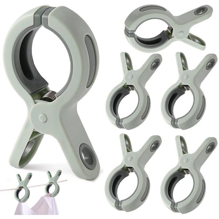 Lot de 6 pinces anti-vent pour serviette de plage vertes fixation pour transat