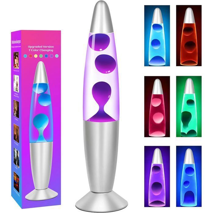 Lampe à lave - CELLUSTOP - 34 5 cm - LED 25W - 7 couleurs - Verre/Aluminium
