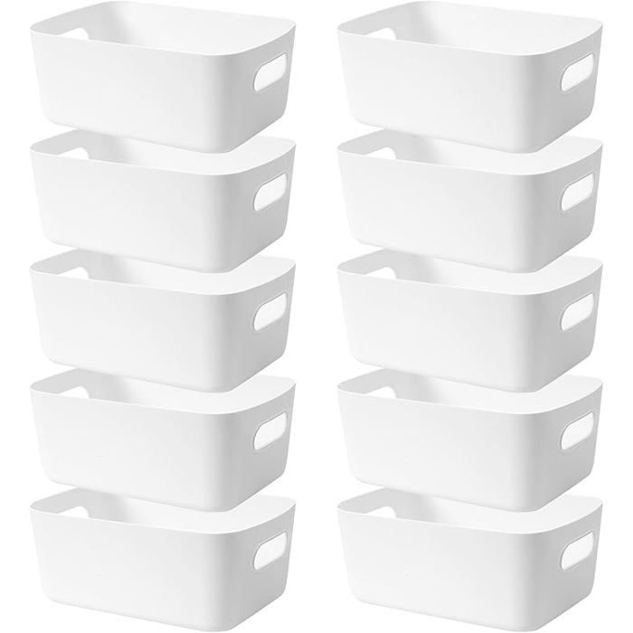 10pcs Boîtes Rangement Plastique Bac Rangement 20 cm Organiseur Panier Rangement avec Blanc/Jardin Opulent 20 Cm 10 MEUBLE A EPICES