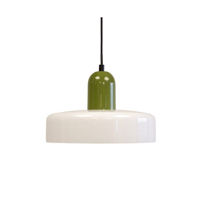 Suspension Yori - Box and Beyond - Métal et Verre Vert et Blanc - Ø25 cm - Douille E27 - Style Vintage