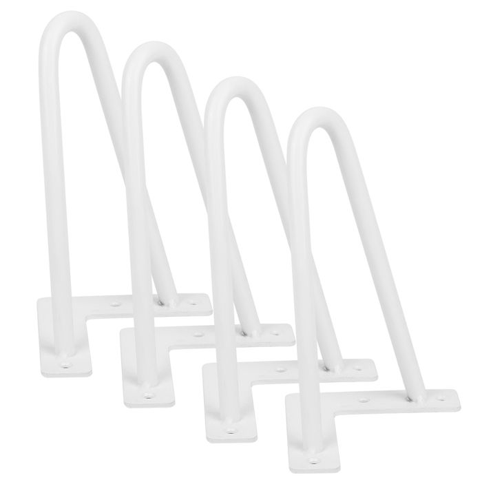 LVHCMFOHM Pieds de Meuble U Métalliques 20cm - Lot de 4 - Pieds Epingle DIY - Blanc - Supports Robustes - Pour Table Basse/Commode