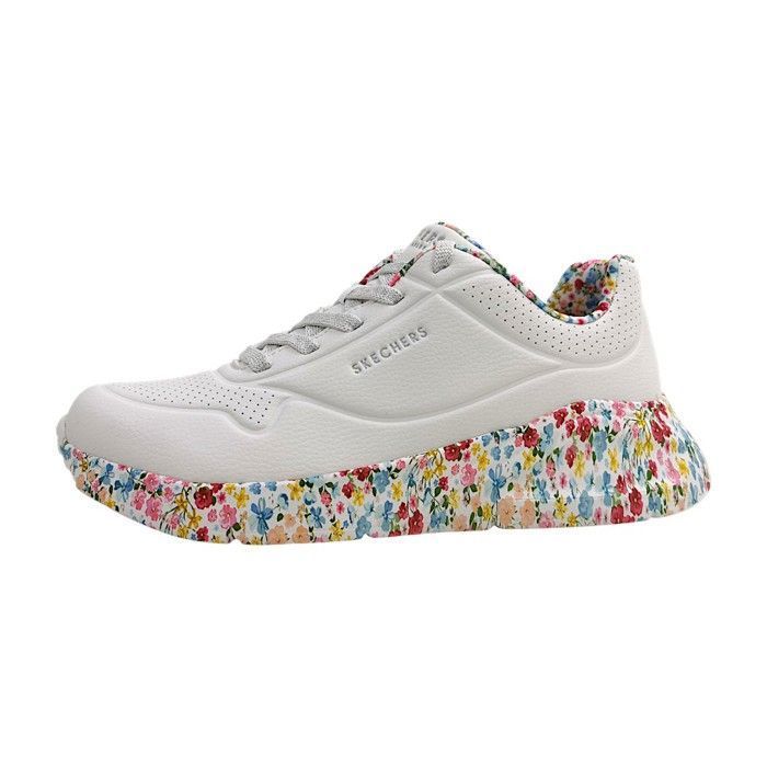 Femmes Skechers chaussure à lacets sportive Uno Lite - Subtle Prints Textile Lacets Plat - white/multi WMLT