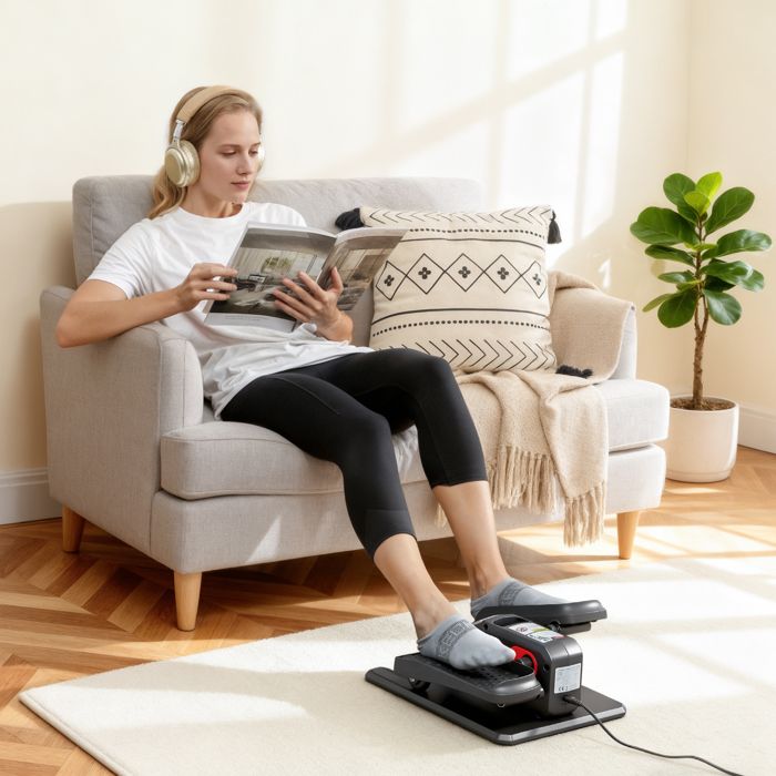 Vélo elliptique assis - Mini elliptique - 12 vitesses - Télécommande & écran LED - Compact et silencieux