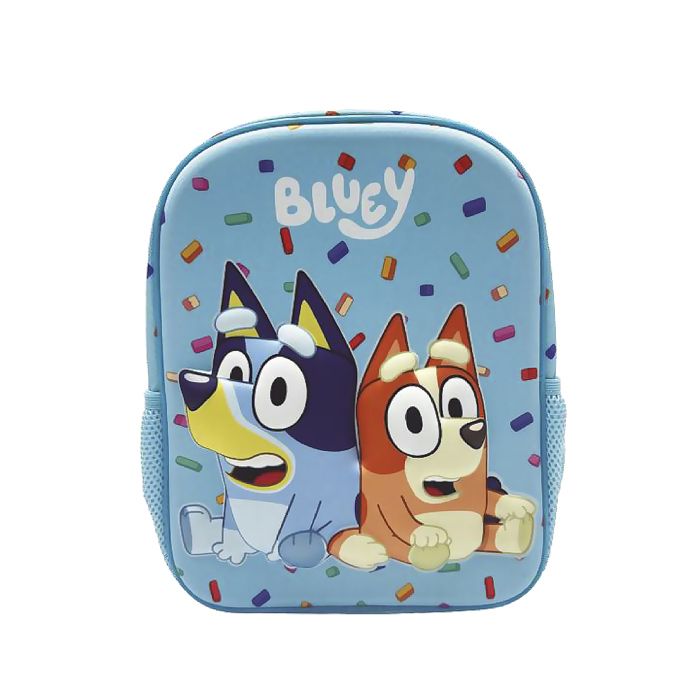 DAM Sac à dos préscolaire 3D Eva Bluey. Poche latérale. Matériau eva avec personnage en relief 3D. Matériau polyester. Avec tirettes