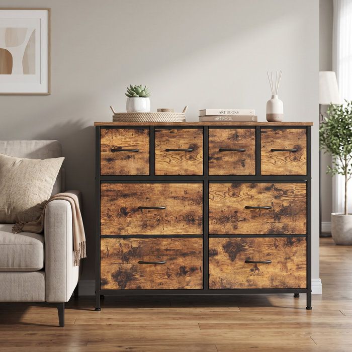 Commode avec 8 Tiroirs en Tissu 98 7 x 30 x 74 7 cm Taupe Commode avec 8 Tiroirs en Tissu 98 7 x 30 x 74 7 cm Taupe