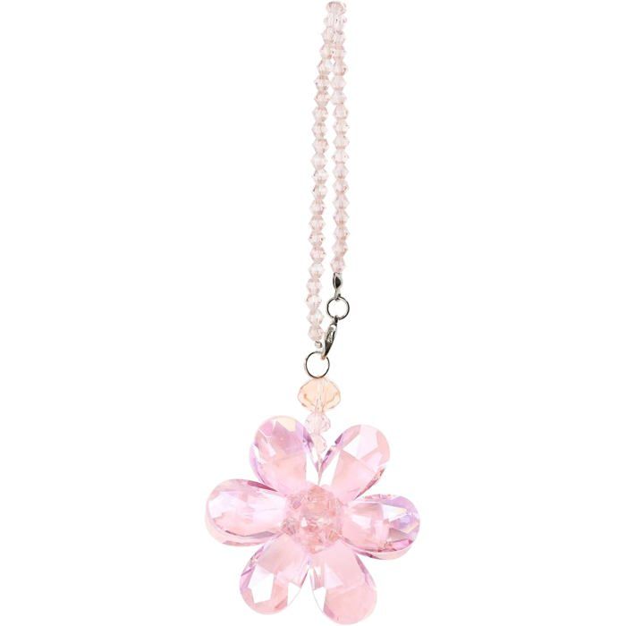 Idée : Attrape-Soleil Rose en Cristal 15 cm à suspendre au rétroviseur de voiture ou en décoration intérieure. - Rose - Rose