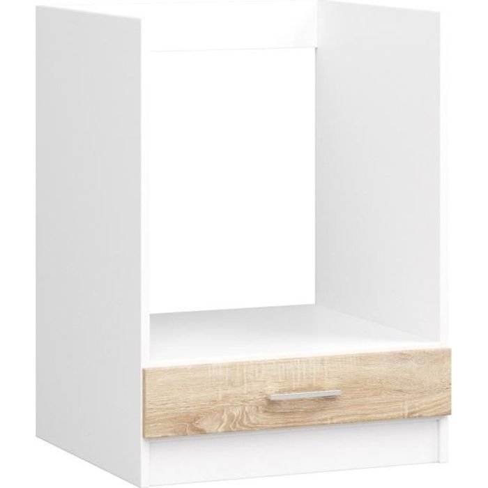 Meuble de cuisine bas AKORD S60 à four OLIWIA modulable Blanc 60 cm 1 porte couleur Chêne Sonoma 1 étagère 60x55x82 cm
