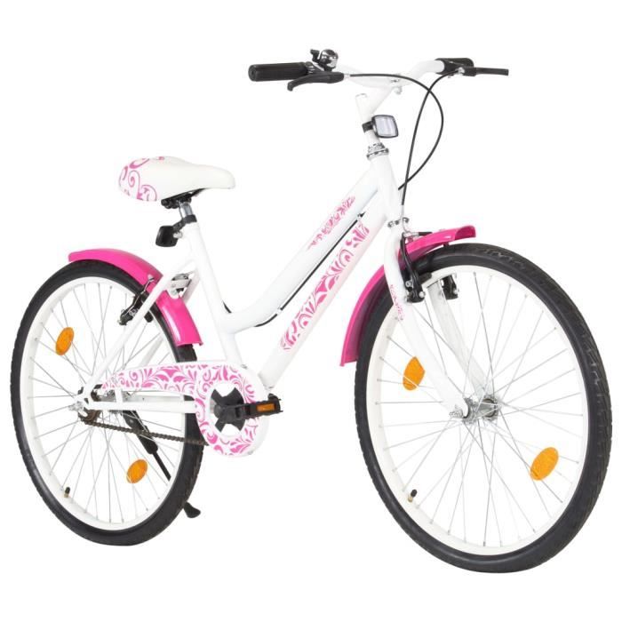 Ayhao2 Vélo pour enfants 24 pouces Rose et blanc 60299