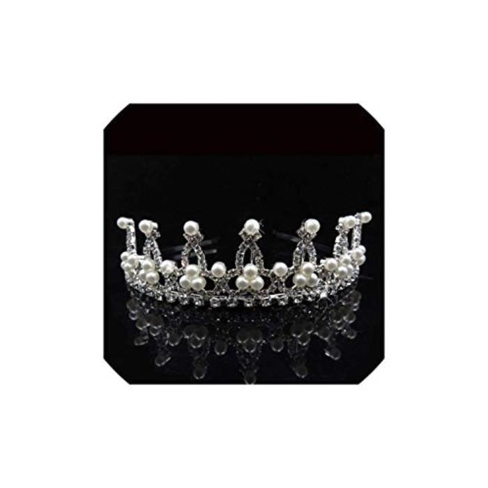 Couronne De Princesse Mariée Avec Strass Rouge - Alliage Et Cristal, Dimensions 17.5x15cm, Pour Mariage, Fiançailles, Fête