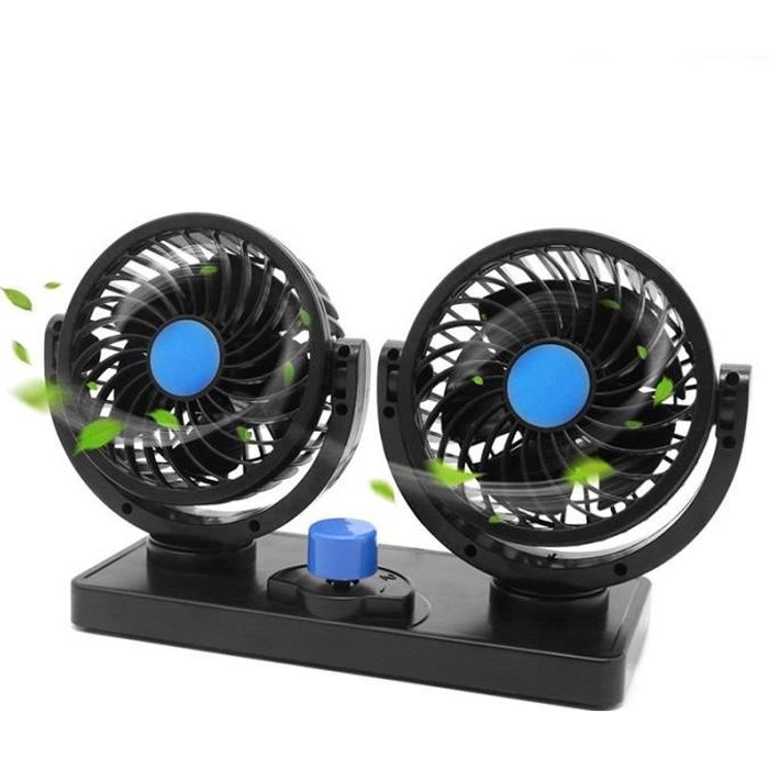 Demiawaking Ventilateur Voiture 12V 24V USB Silencieux 360° Avec Ventouse - 3 Vitesses