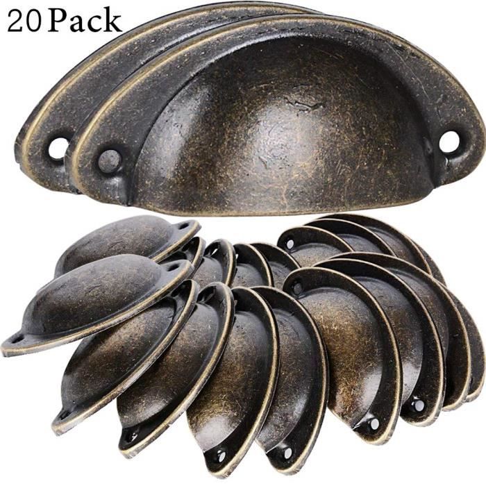 20 poignee de coquille vintage pour tiroir armoire meuble cuisine fer incurve bouton de porte de placard retro bestzy poignee de cdiscount bricolage