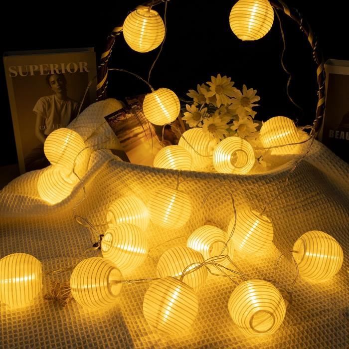 Guirlande lumineuse LED Lampion lampe deco Lanterne Imperméable Décoraion  Intérieure Extérieure Chambre Jardin Anniversaire Fenêtre Terrasse Balcon