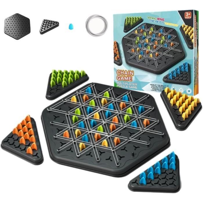 ZQX Triggle – Jeu De Bande Élastique Triangulaire – Stratégie 2-4 Joueurs – Dès 7 Ans – Réflexion Et Créativité