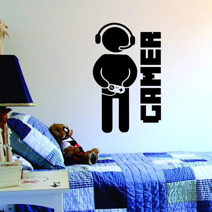 Gamer Controller Citation Decal Sticker Vinyle Art Design Drole Cool Salle De Jeux Rt1622 Achat Vente Objet Decoration Murale Cdiscount
