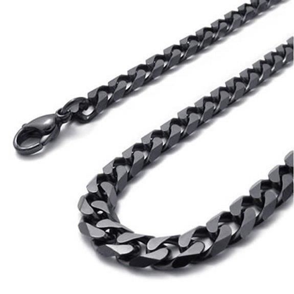 collier homme acier et noir collier homme acier et noir