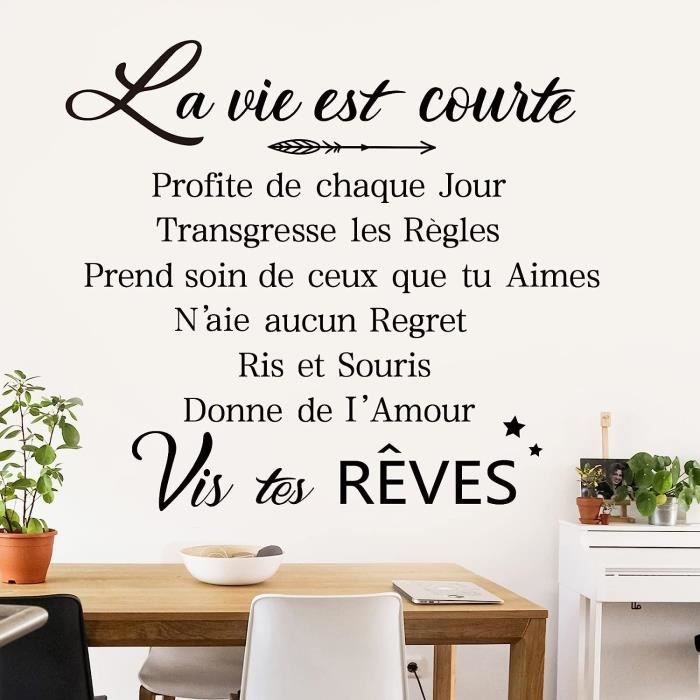 Autocollant Mural Citation Vinyle - Texte 'Toujours Amour éternel' - Décoration Intérieure