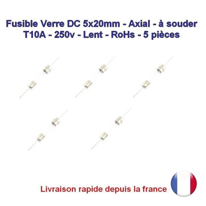 10 Fusibles Verre 5 x 20 mm Puissance 15 Ampéres Qualité Rapide