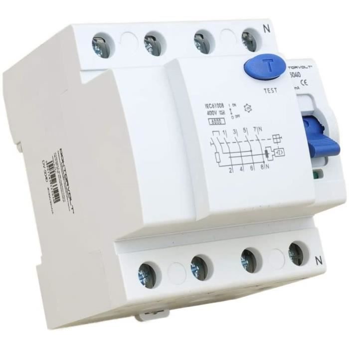 Disjoncteur Différentiel 2 Pôles 40A 30mA - Protection FI Pour Installation Électrique | Certifié CE, KEMA