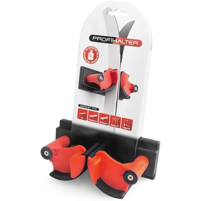Support Mural Ski N4 – 4 Paires, Acier Revêtu, Caoutchouc Protecteur, 37 Cm, Pour Skis, Bâtons, Garage Ou Cabane