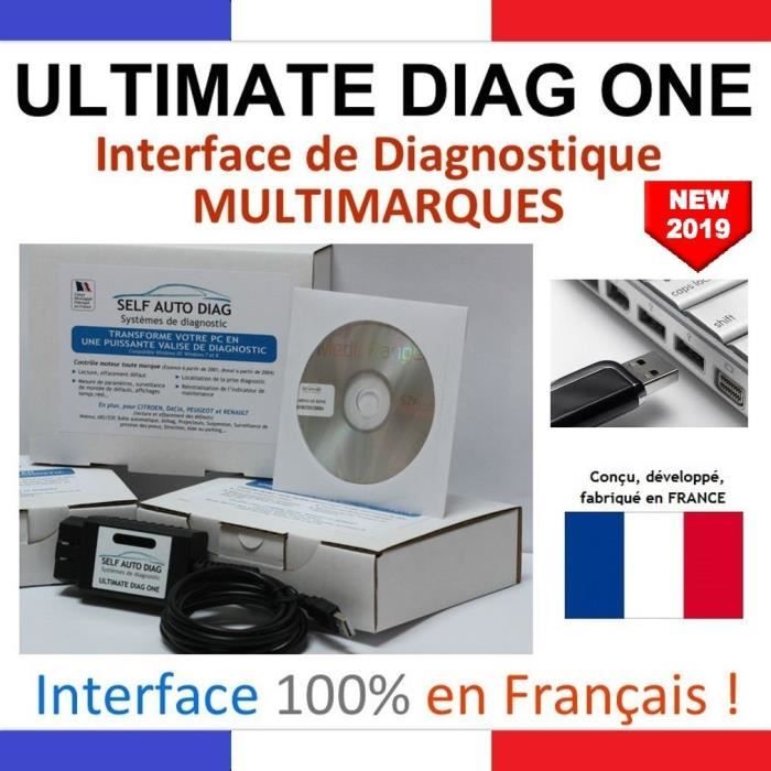 Valise diagnostic multimarques ULTIMATE DIAG ONE - Interface diagnostique multimarque OBD et logiciel SELF AUTO DIAG sur Clé USB