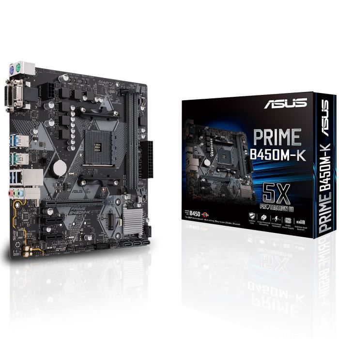 ASUS PRIME A520M-A II Carte mère AMD A520 Ryzen AM4 micro ATX (M.2, DP, HDMI,D-Sub, SATA 6 Gbps, USB 3.2 Gen 1, Aura Sync RGB)