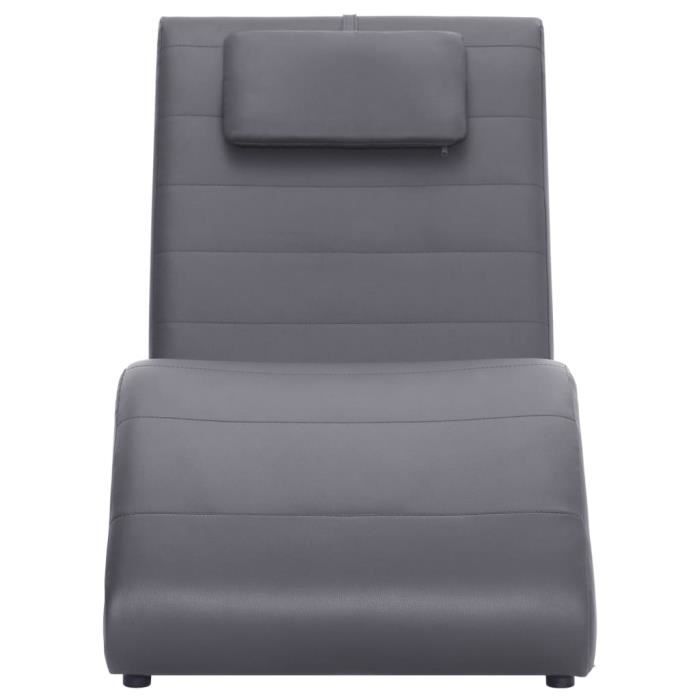 mode @8983 chaise longue - chaise de jardin bain de soleil de jardin décor avec oreiller - gris similicuir