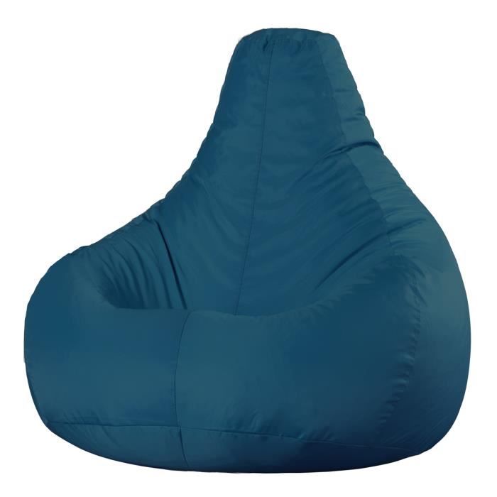 pouf fauteuil recliner - veeva - textile tissé - résistant à l’eau - bleu sarcelle